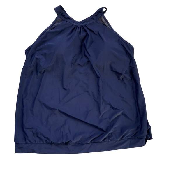 Sothea Other - Sothea Navy Blue High Neck Tankini Top Mesh Trim Plus Size 20W NWT‎ Minimalist